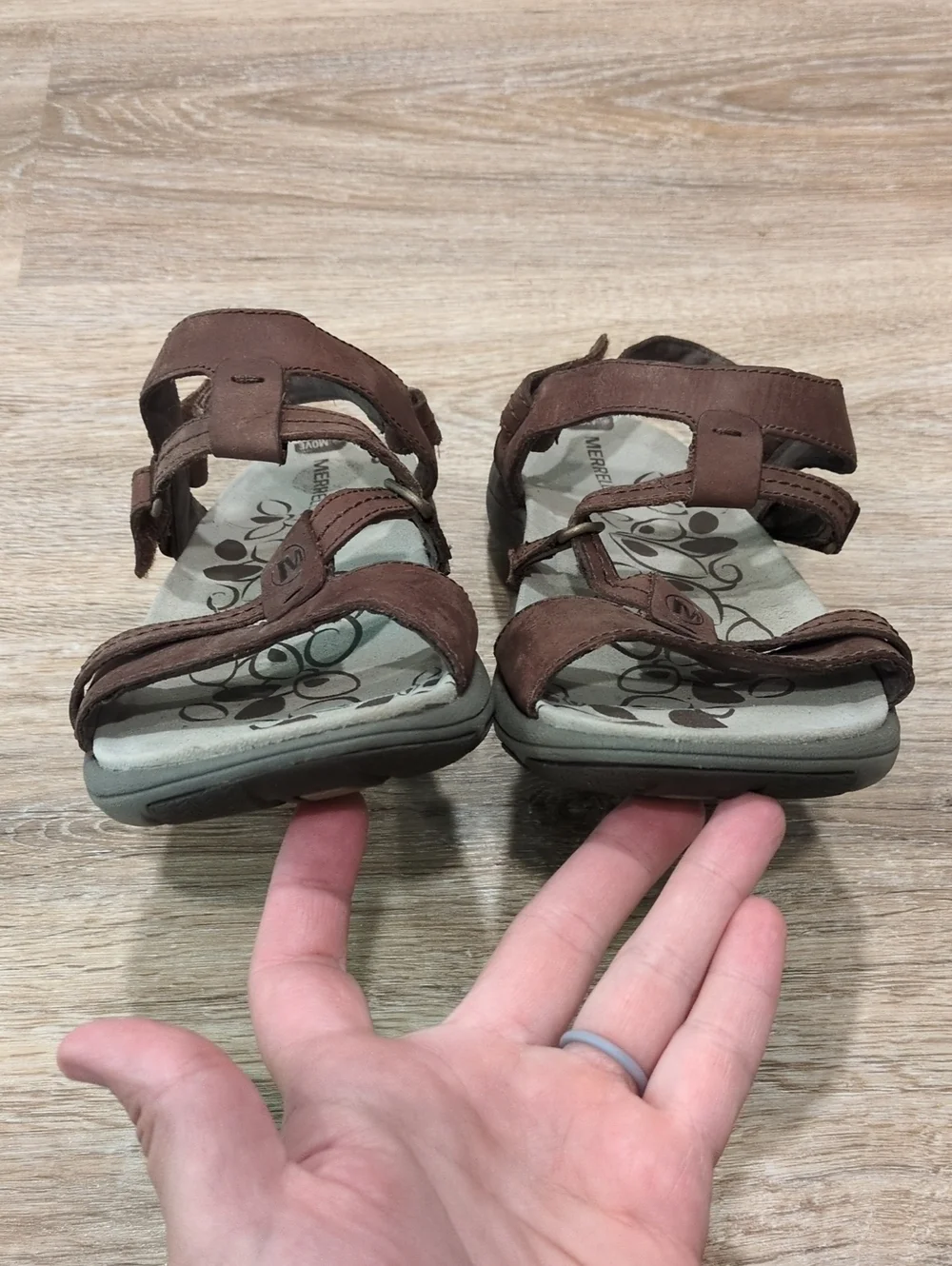 ❤️⭐🩴 NIB Merrell Brown Leather Multi-Strap Women's Sandals size 10 ❤️⭐🩴